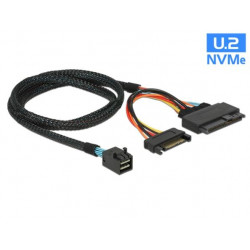 Delock Kabel SFF-8643 samec  U.2 SFF-8639 samec + napájecí konektor SATA 75 cm