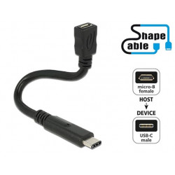 Delock Cable USB 2.0 Micro-B female  USB 2.0 Type-C™ male ShapeCable 0.15 m