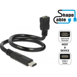 Delock Cable USB 2.0 Micro-B female  USB 2.0 Type-C™ male ShapeCable 0.50 m