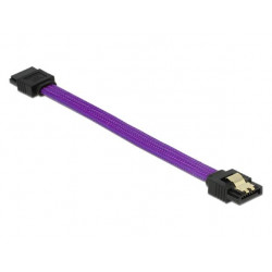 Delock SATA kabel 6 Gb s 10 cm přímý přímý, kovové svorky, fialový Premium
