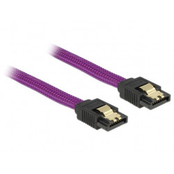 Delock SATA kabel 6 Gb s 20 cm přímý přímý, kovové svorky, fialový Premium