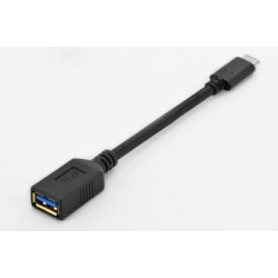 Digitus USB 3.1 Type-C adaptér USB kabel, typ C na A, OTG M F, 0,15m, Super Speed, UL, bl