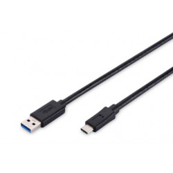 Digitus Připojovací kabel USB typu C, typ C na A M M, 1m, 3A, 480 MB, verze 2.0, bl