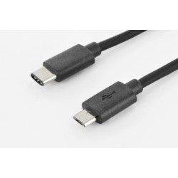 Digitus Připojovací kabel USB typu C, typ C na micro B M M, 1,8 m, 3A, 480 MB, verze 2.0, bl