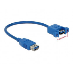 Delock kabel USB 3.0 Type-A samice  USB 3.0 Type-A samice přišroubovatelný 25 cm
