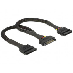 Delock SATA napájecí kabel 15 pin samice  2 x SATA 15 pin samec 25 cm