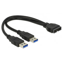 Delock kabel USB 3.0 Pin konektor samec  2 x USB 3.0 Type-A camec 25 cm 