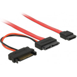 Delock kabel Slim SATA samice  SATA 7 pin + SATA 15 pin 5 V 30 cm 