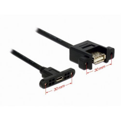 Delock kabel USB 2.0 Micro-B samice přišroubovatelná  USB 2.0 Type-A samice přišroubovatelná 1 m