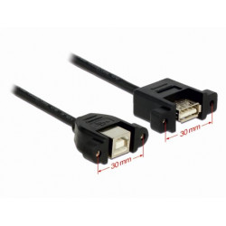 Delock kabel USB 2.0 Type-B samice přišroubovatelná  USB 2.0 Type-A samice přišroubovatelná 25 cm