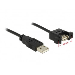 Delock kabel USB 2.0 Type-A samec USB 2.0 Type-A samice přišroubovatelná 1 m