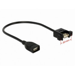 Delock kabel USB 2.0 Type-A samice  USB 2.0 Type-A samice přišroubovatelná 25 cm