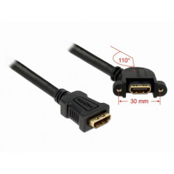 Delock Cable HDMI A samice  HDMI A samice přišroubovatelná 110° nahnutá 25 cm