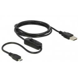Delock nabíjecí kabel USB 2.0 Type-A samec  USB 2.0 Micro-B samec s vypínačem pro Raspberry Pi 1.5 m