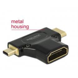 Delock Adapter High Speed HDMI with Ethernet – HDMI-A female  HDMI Mini-C male + Micro-D male black