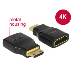 Delock Adaptér High Speed HDMI s Ethernetem – HDMI Mini-C samec > HDMI-A samice 4K černý