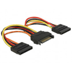 Delock Napájecí kabel SATA 15 pin samec  2 x Power SATA 15 pin samice 15 cm