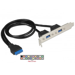 Delock Záslepka 1 x 19 pin USB 3.0 pin konektor samice interní  2 x USB 3.0 Typ-A samice externí