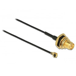 Delock Antenna Cable RP-SMA Jack Bulkhead  MHF U.FL-LP-068 Compatible Plug 200 mm 1.13 thread length 9 mm splash proof