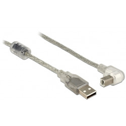 Delock Kabel USB 2.0 Typ-A samec  USB 2.0 Typ-B samec pravoúhlý 2,0 m transparentní