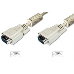 Digitus Připojovací kabel monitoru VGA, HD15 M M, 1,8 m, 3Coax 7C, 2xferit, be