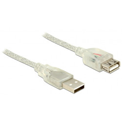 Delock Prodlužovací kabel USB 2.0 Typ-A samec  USB 2.0 Typ-A samice 1 m transparentní