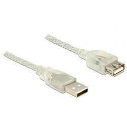 Delock Prodlužovací kabel USB 2.0 Typ-A samec  USB 2.0 Typ-A samice 0,5 m transparentní