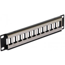 Delock 10” Keystone Patch Panel 12 Port metal black