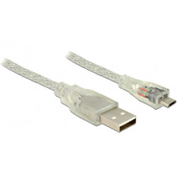 Delock Kabel USB 2.0 Typ-A samec  USB 2.0 Micro-B samec 3m transparentní