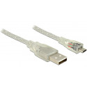 Delock Kabel USB 2.0 Typ-A samec  USB 2.0 Micro-B samec 0,5m transparentní