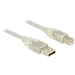 Delock Kabel USB 2.0 Typ-A samec  USB 2.0 Typ-B samec 5m transparentní