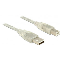 Delock Kabel USB 2.0 Typ-A samec  USB 2.0 Typ-B samec 5m transparentní