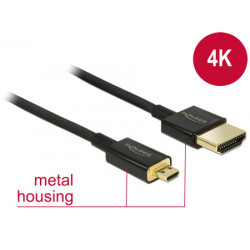 Delock Kabel High Speed HDMI s Ethernetem - HDMI-A samec  HDMI Micro-D samec 3D 4K 1,5 m Slim Premium