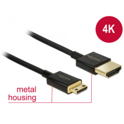 Delock Kabel High Speed HDMI s Ethernetem - HDMI-A samec  HDMI Mini-C samec 3D 4K 4,5 m aktivní Slim Premium