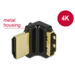 Delock Adaptér High Speed HDMI s Ethernetem – HDMI-A samice  HDMI-A samec 4K 90° pravoúhlý nahoru černý