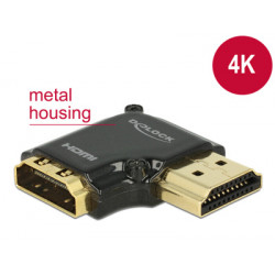 Delock Adapter High Speed HDMI with Ethernet – HDMI-A female > HDMI-A male 4K 90° angled right black
