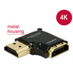 Delock Adaptér High Speed HDMI s Ethernetem – HDMI-A samice  HDMI-A samec 4K 90° pravoúhlý vlevo černý