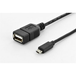 Ednet Kabelový adaptér USB 2.0, OTG, typ micro B - A M F, 0,3 m, vysokorychlostní, micro B 