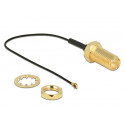 Delock Antenna Cable RP-SMA Jack Bulkhead  MHF IV HSC MXHP32 compatible plug 100 mm 0.81 thread length 10 mm