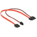 Delock Cable SATA 6 Gb s 7 pin receptacle + 4 pin power plug  Slim SATA 13 pin receptacle 30 cm