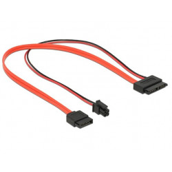 Delock Cable SATA 6 Gb s 7 pin receptacle + 4 pin power plug  Slim SATA 13 pin receptacle 30 cm