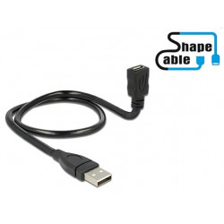 Delock Cable USB 2.0 Type-A male  USB 2.0 Micro-B female ShapeCable 0.50 m