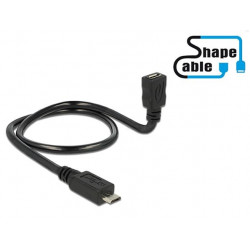 Delock Cable USB 2.0 Micro-B male  USB 2.0 Micro-B female OTG ShapeCable 0.50 m
