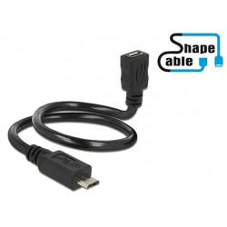 Delock Cable USB 2.0 Micro-B male  USB 2.0 Micro-B female OTG ShapeCable 0.35 m