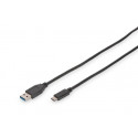 Digitus USB Type-C connection cable, type C to A M M, 1.0m, Super Speed, bl