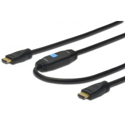 Digitus HDMI High Speed connection cable, type A, w amp. M M, 15.0m, w Ethernet, Ultra HD 24p, CE, gold, bl