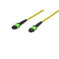 Digitus Fiber Optic Patchcord, MPO to MPO, Female OS2, Singlemode 09 125 µ, 3m, Method A Jacket: yellow, Housing: green