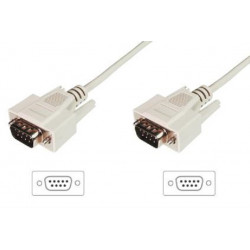 Digitus Připojovací kabel datového přenosu, D-Sub9 M M, 2,0 m, sériový, lisovaný, be