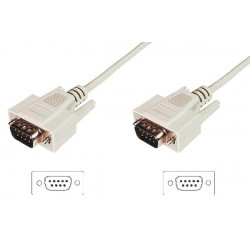 Digitus Připojovací kabel datového přenosu, D-Sub9 M M, 3,0 m, sériový, lisovaný, be