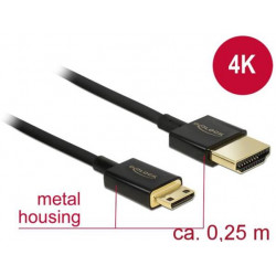 Delock Kabel High Speed HDMI s Ethernetem - HDMI-A samec  HDMI Mini-C samec 3D 4K 0,25 m Slim High Quality